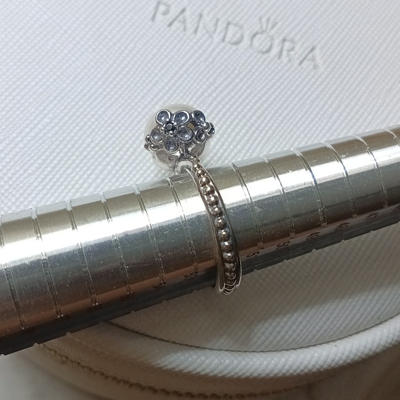 Pandora Vintage Stirling Silver Real Pearl, CZ Garden Odyssey Ring - Picture 8 of 8